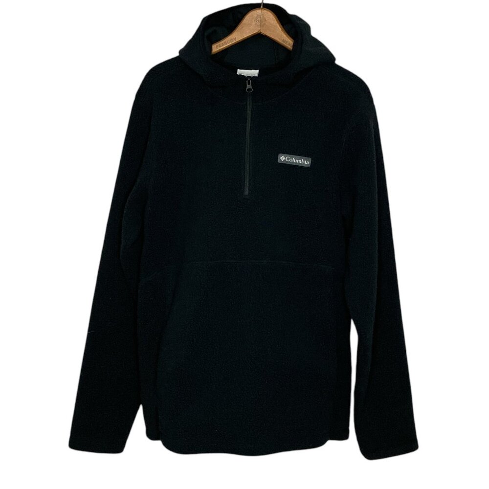 Columbia Men's S Black Faux Sherpa Fleece Boulder Springs‎ 1/4 Pullover Hoodie